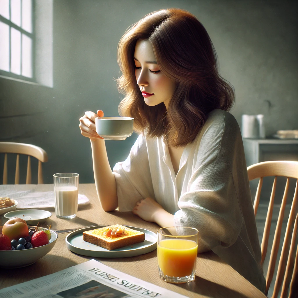 아침-식사하는-여자