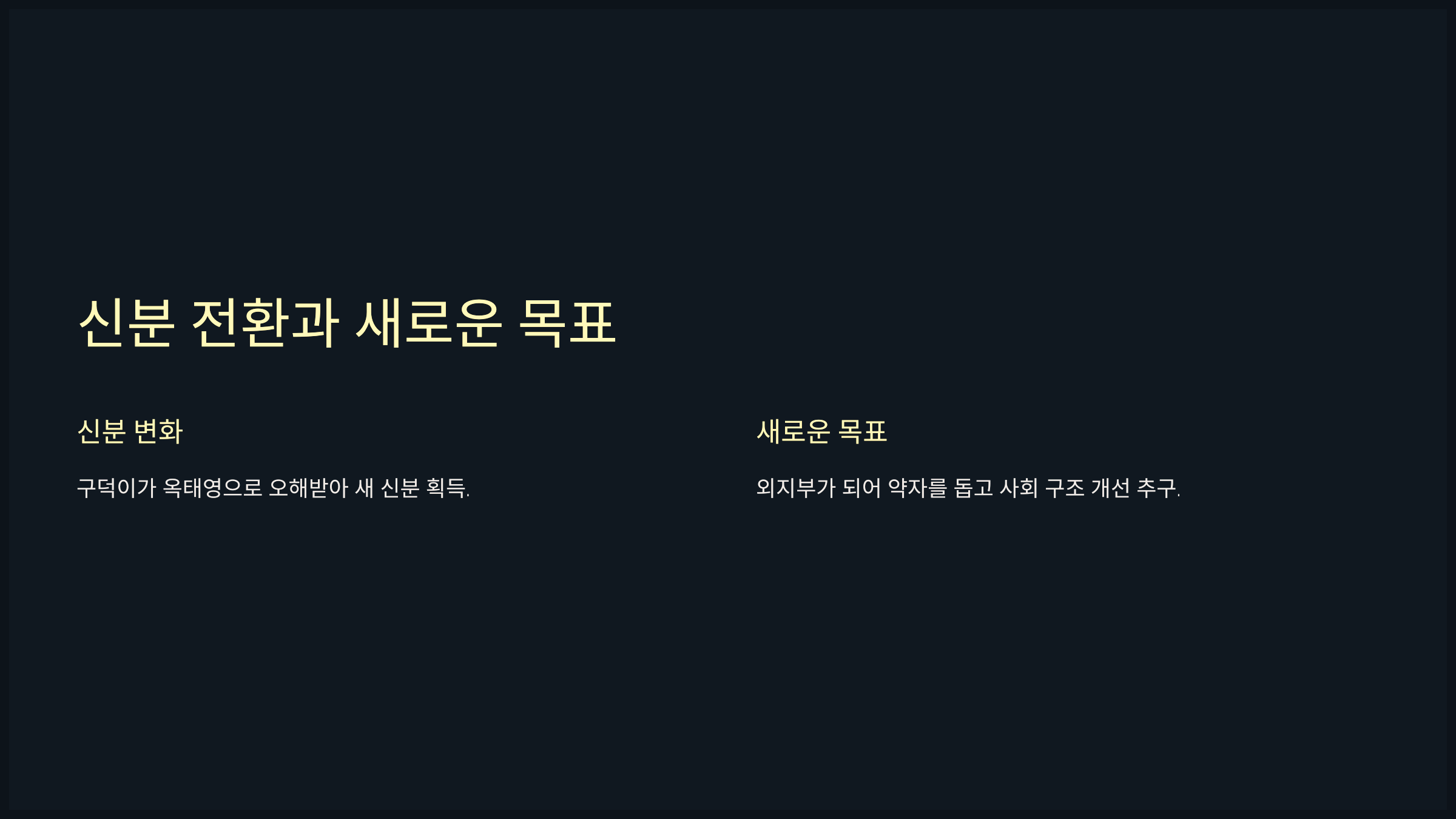 신분 전환과 새로운 목표