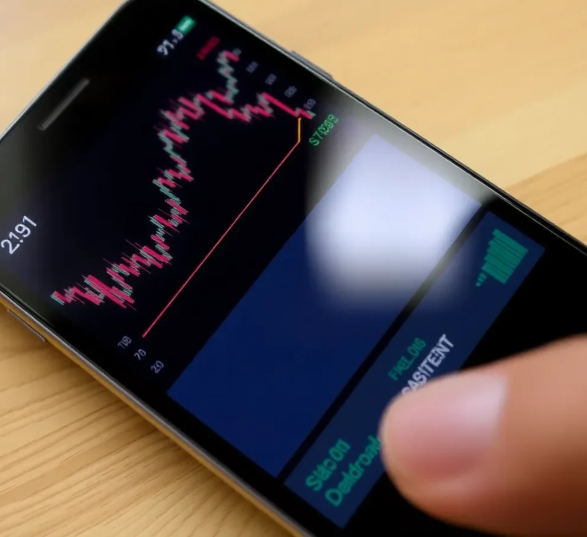 스마트폰에 지정가를 선으로 표현한것