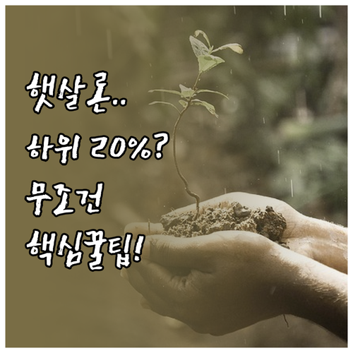 정부지원 햇살론 대출 대상과 신용점수..