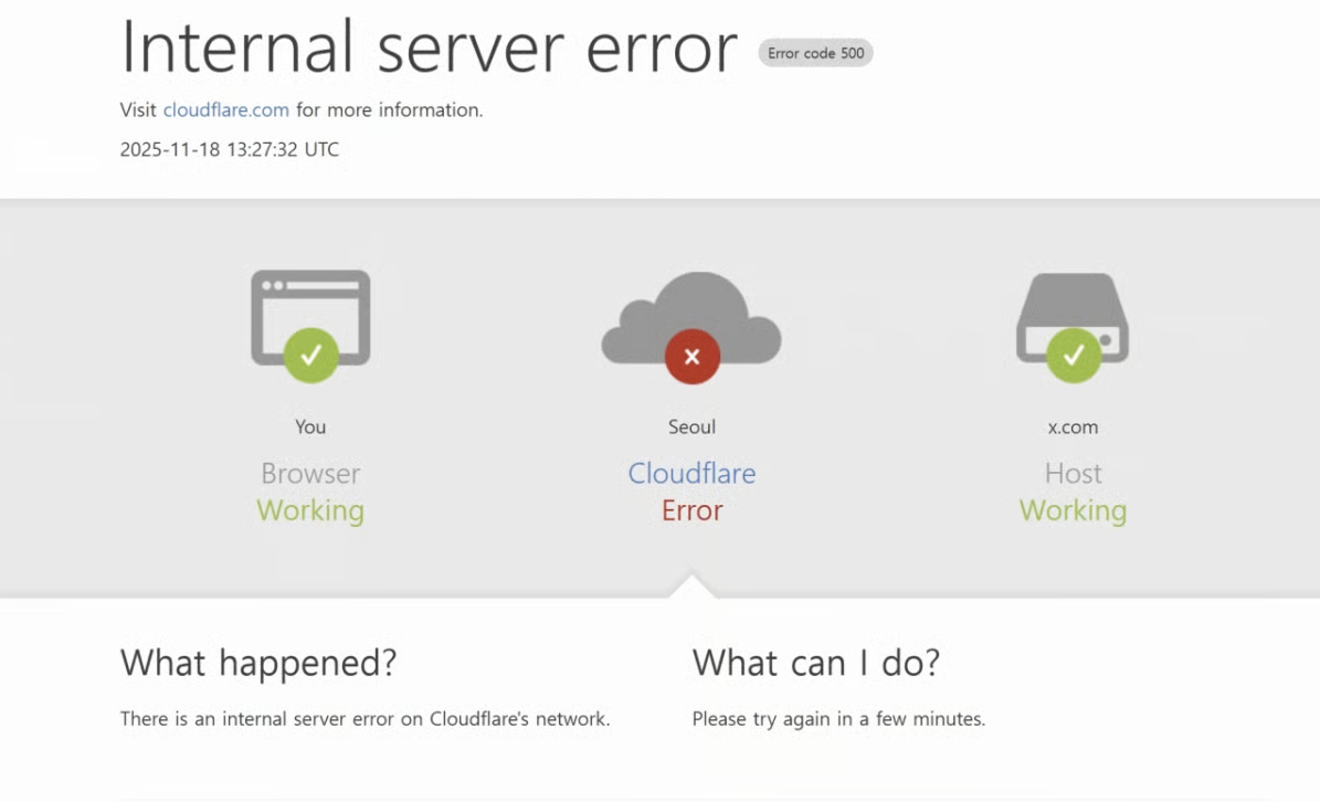클라우드플레어 오류 발생 시 대처법과 원인 총정리(Error code 500)