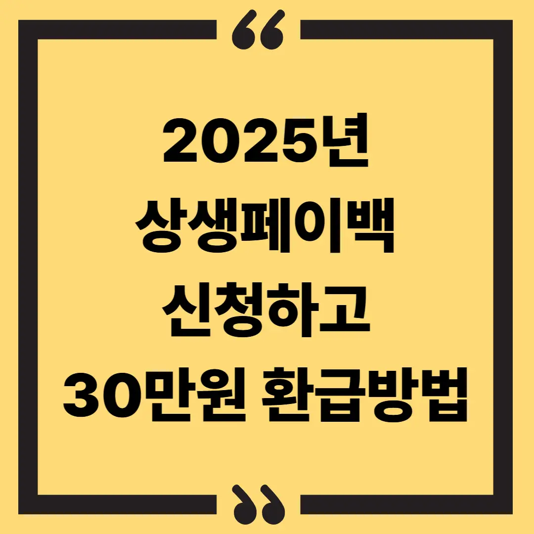 2025년 소비할수록 돈이 돌아온다! 상생페이백 신청하고 30만원 환급방법 총정리