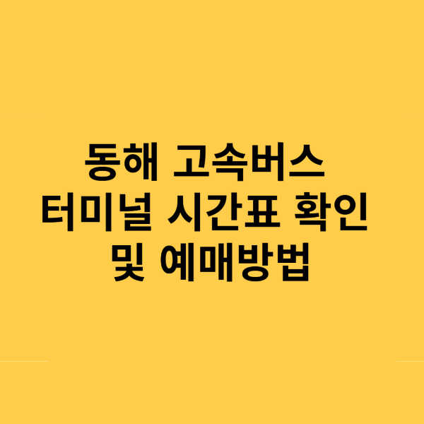 동해 고속버스터미널 시간표 및 예매방법 완벽 정리