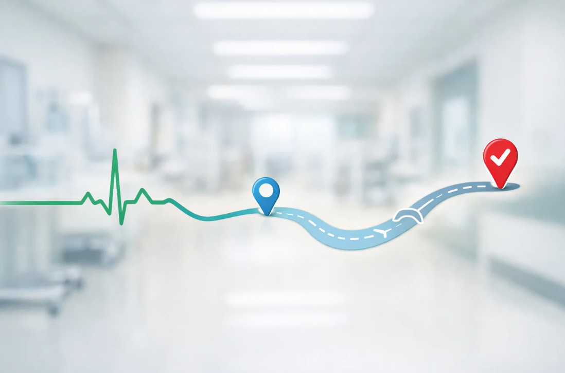 심전도 결과를 바탕으로 안전한 치매 치료 경로를 결정하는 의료 판단 개념 이미지