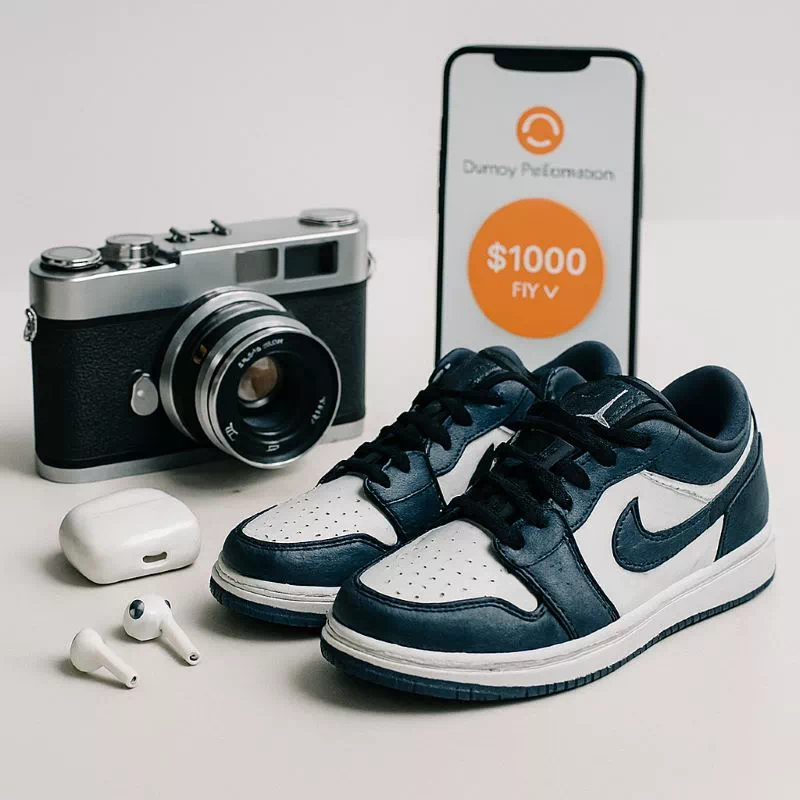 중고거래 꿀팁으로 월 100만원 수익을 얻는 초고수처럼, 스튜디오급 조명 아래 깔끔하게 정돈된 중고 물품과 스마트폰 화면