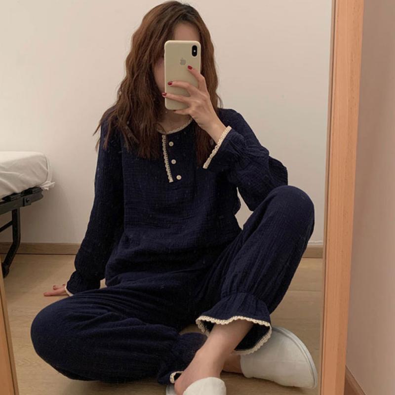 무드문 달콤버튼 요루면 긴팔 상하세트 파자마 잠옷