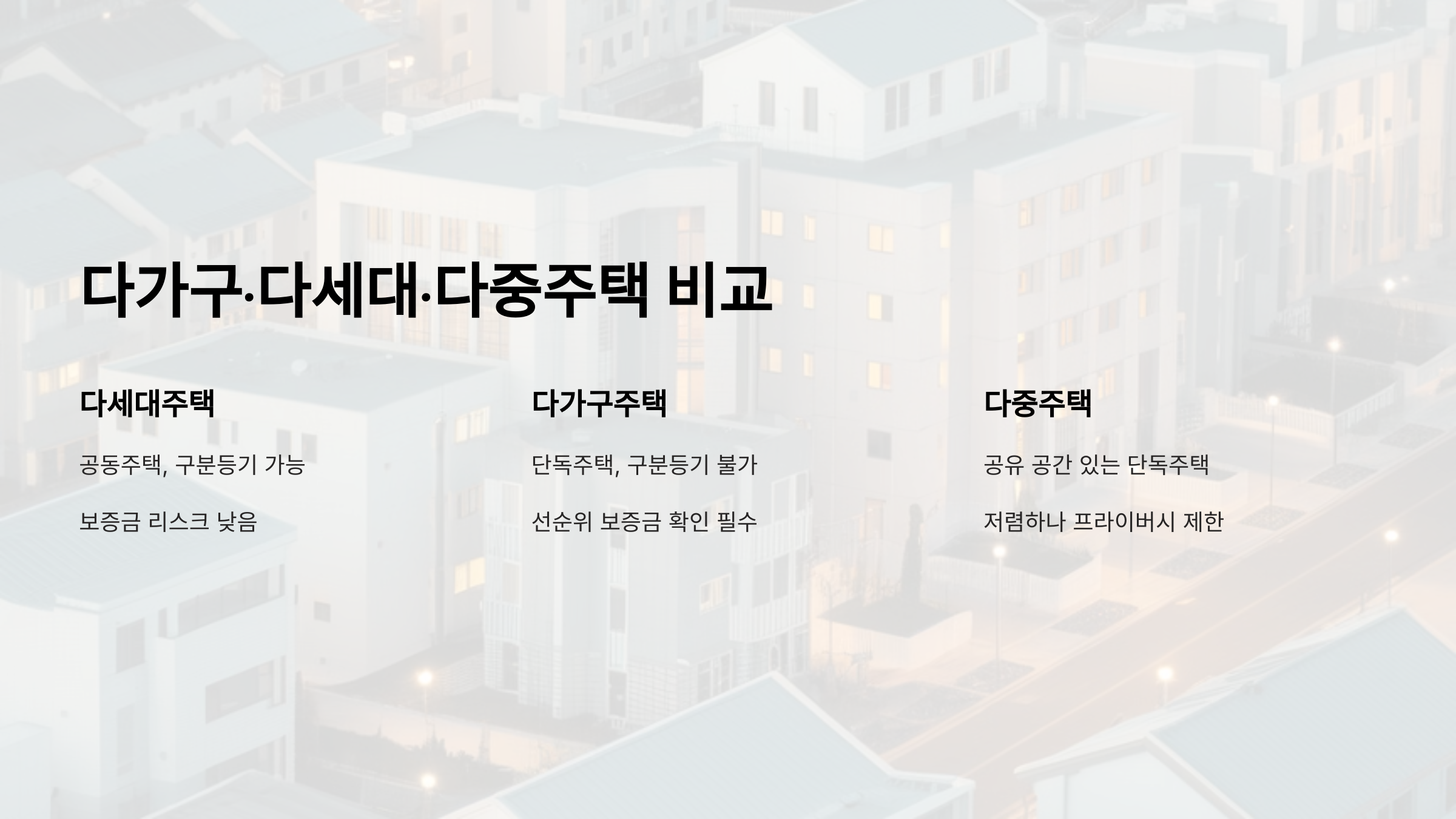 다가구·다세대·다중주택 완벽 비교, 계약 전 필수 정보