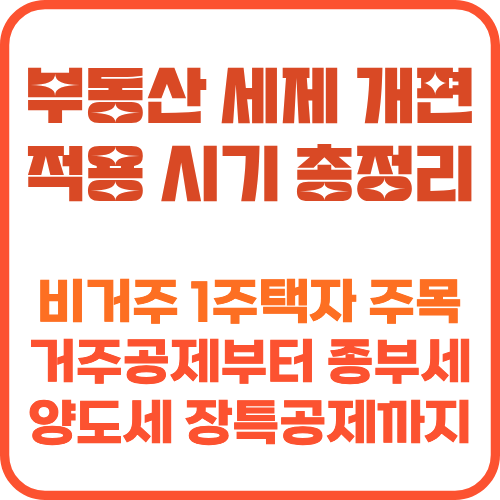 부동산 세제 개편 적용 시기 총정리 썸네일