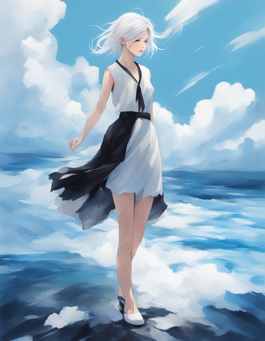 SDXL - 물위에 서있는 소녀 - base+refiner 모델