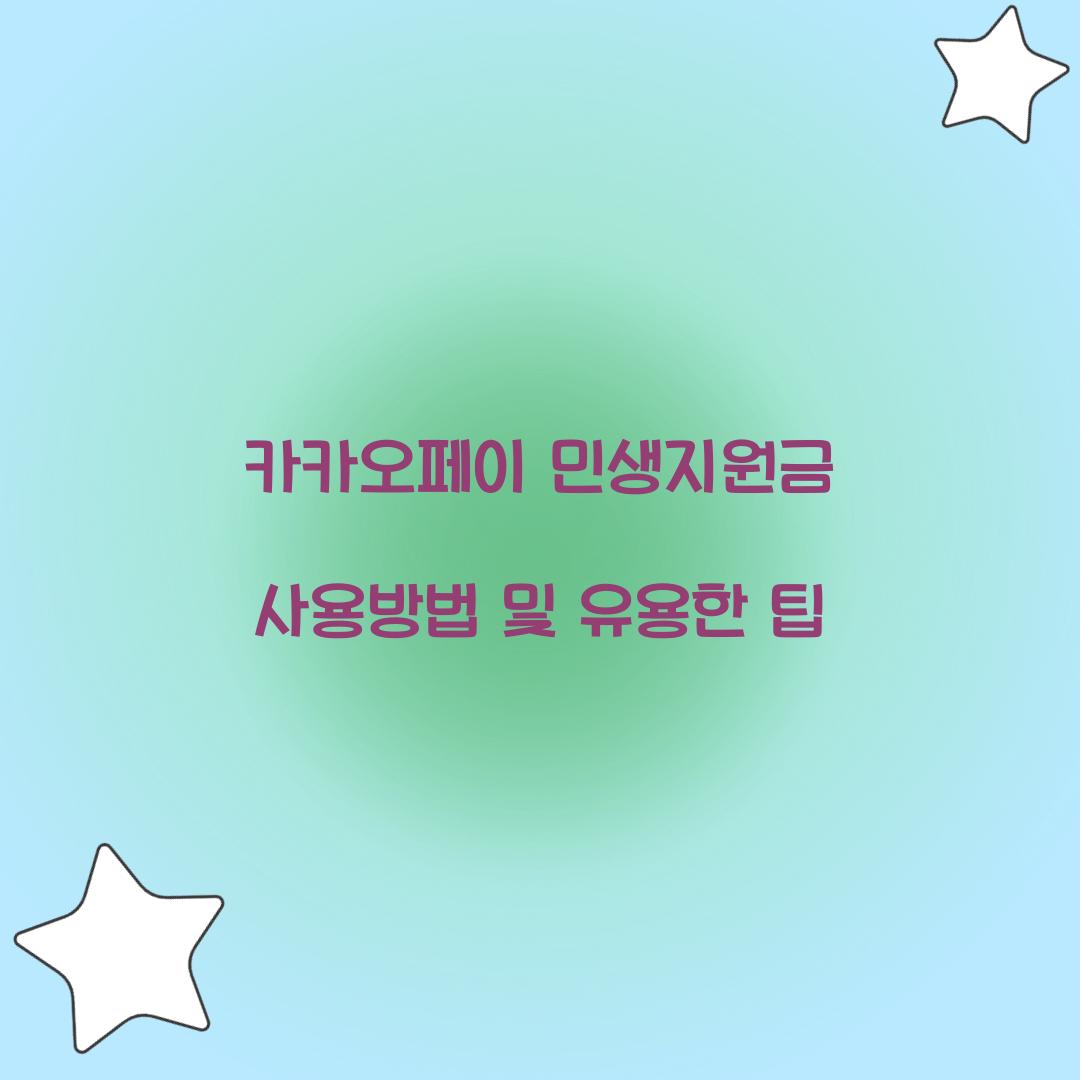 카카오페이 민생지원금 사용방법