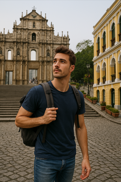 젊은 베낭 여행자 이미지