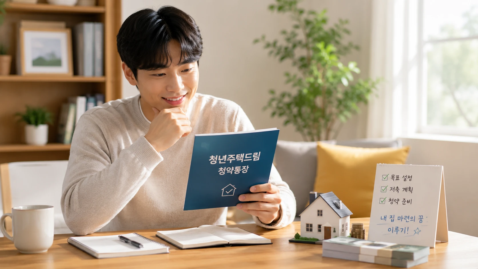 청년주택드림청약통장을 활용해 내 집 마련과 미래를 계획하는 청년 남성의 모습