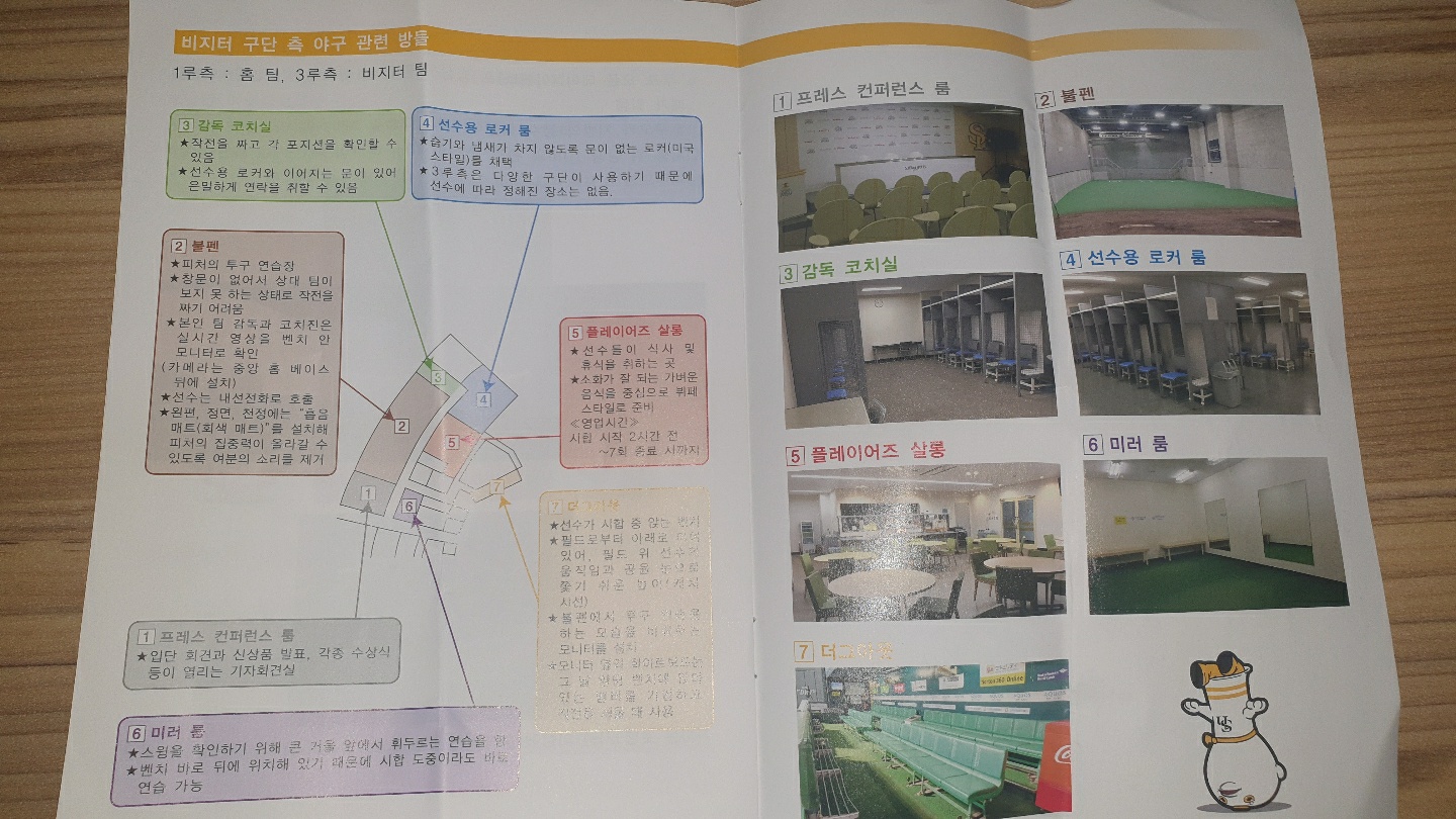 야구장 투어 프로그램 안내문 야구장 내부 방소개