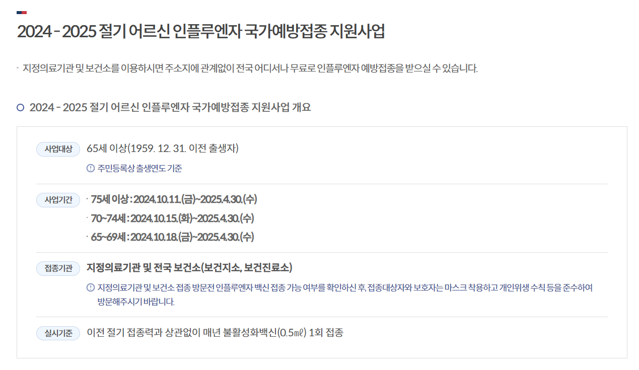 인플루엔자 국가예방 접종