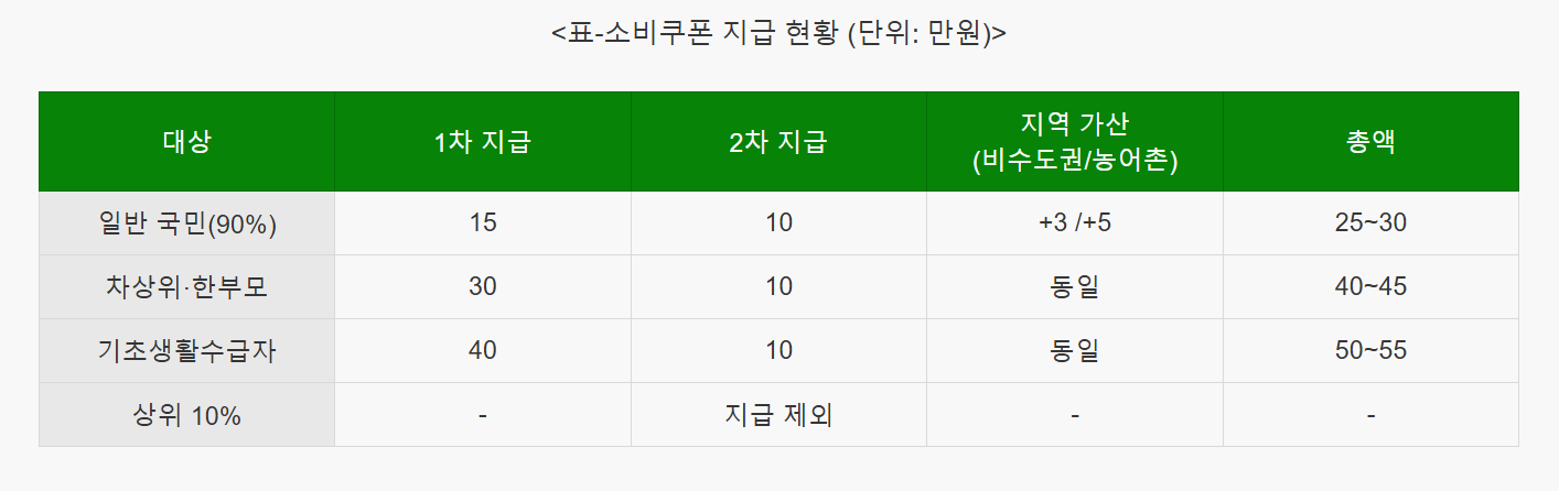 <표-소비쿠폰 지급 현황 (단위: 만원)>