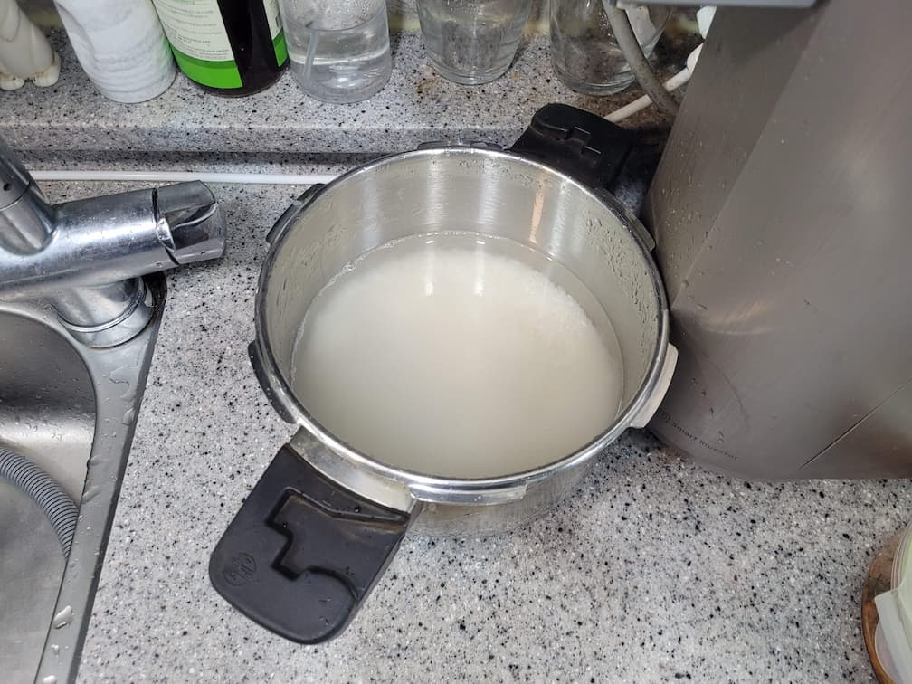 백미 3컵애 500ml로 물맞춤