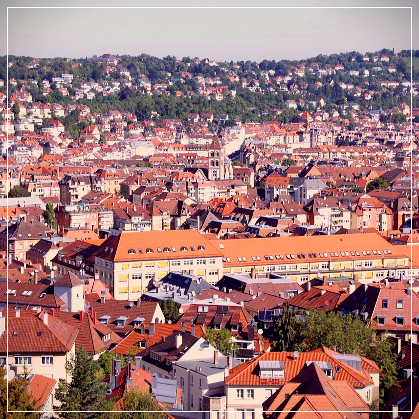 슈투트가르트의 붉은 지붕의 건물들