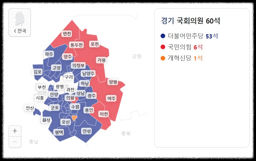 22대 총선 당선자 : 여소야대