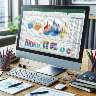 여러 종류의 차트와 그래프가 표시된 화면을 확인하는 모습.