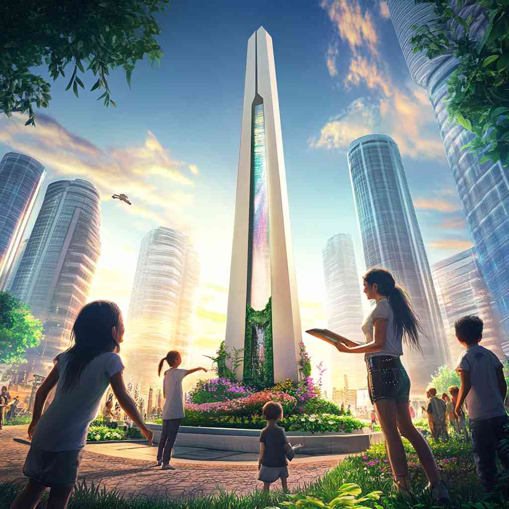 미래-도시-기념비-주변-모인-시민들-희망-단결