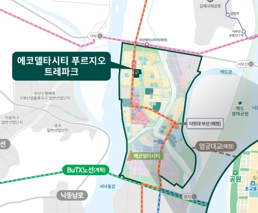 에코델타시티 푸르지오 트레파크 지도