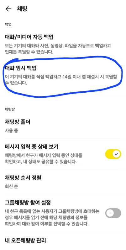 카카오톡 백업 복원 실패&amp;#44;대화내용 옮기기 해결방법