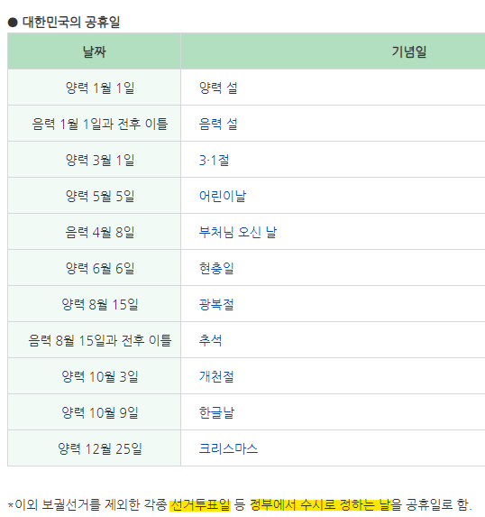 법정공휴일