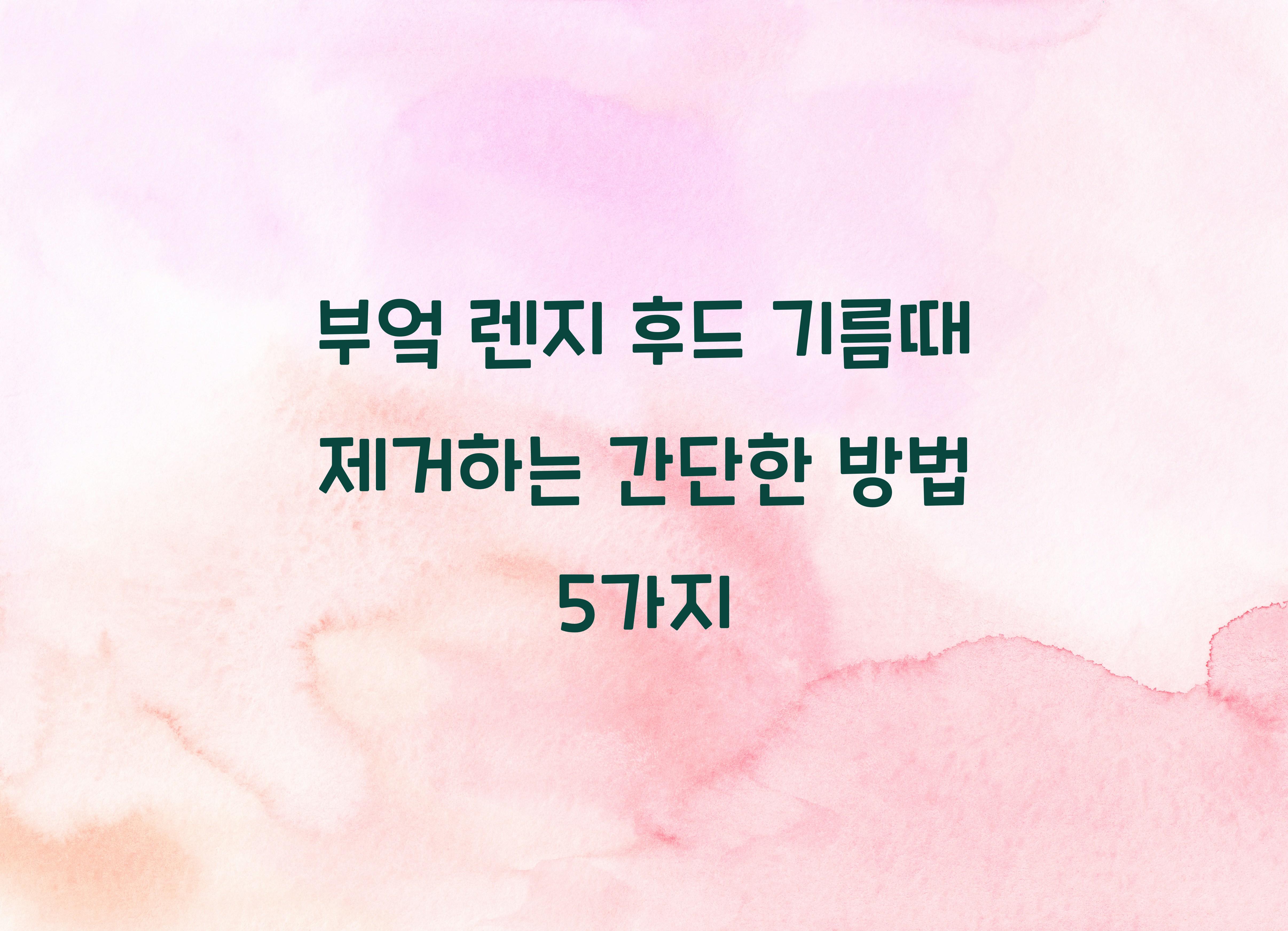 부엌 렌지 후드 기름때 제거하는 간단한 방법