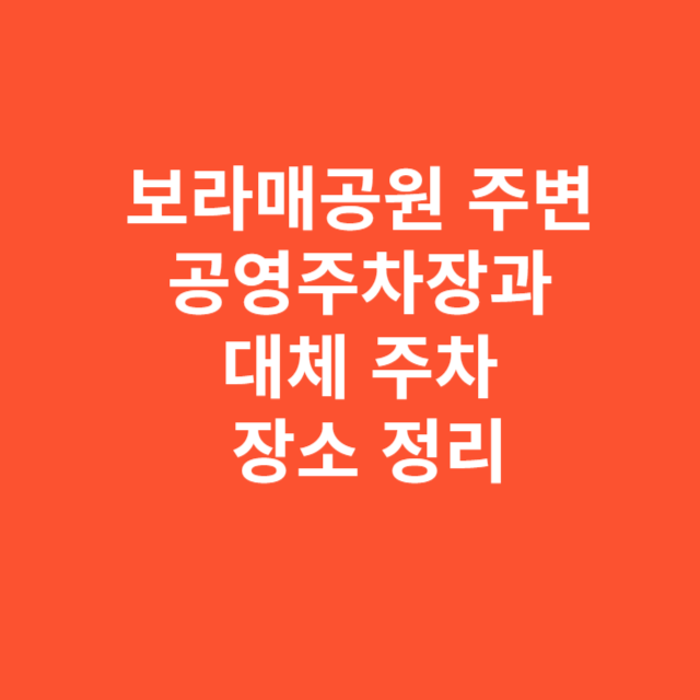 보라매공원 주변 공영주차장과 대체 주차 장소 정리