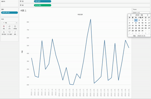 태블로 날짜형 매개변수3