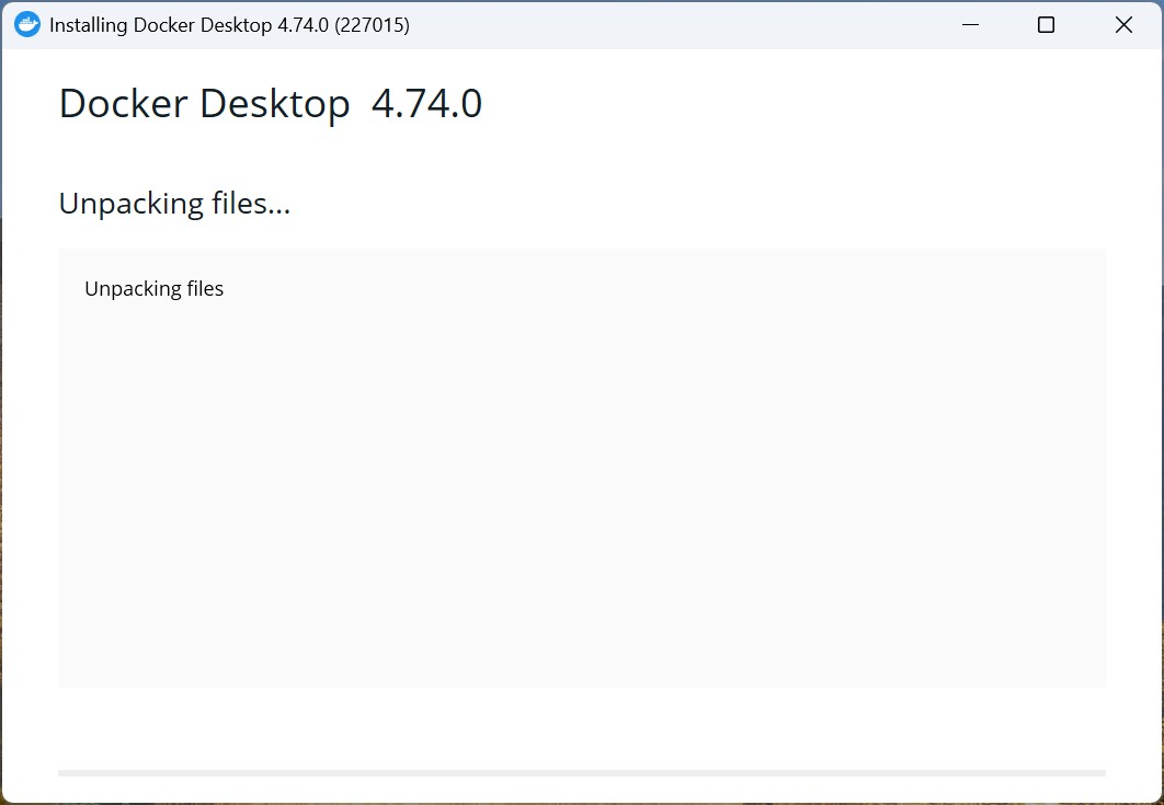 Docker Desktop을 인스톨 하고 있는 모습
