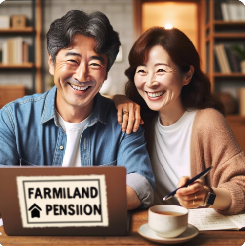 농지연금에 대해 알아보는 모습을 표현한 이미지