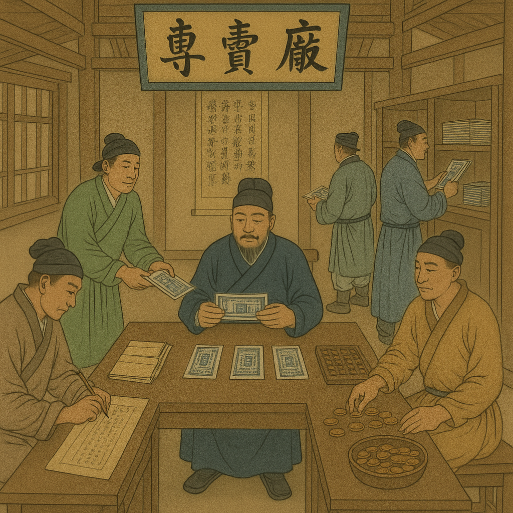 전매청(專賣廳)이라는 기구가 설립되어 교자의 발행, 환전, 감시를 총괄하는 모습