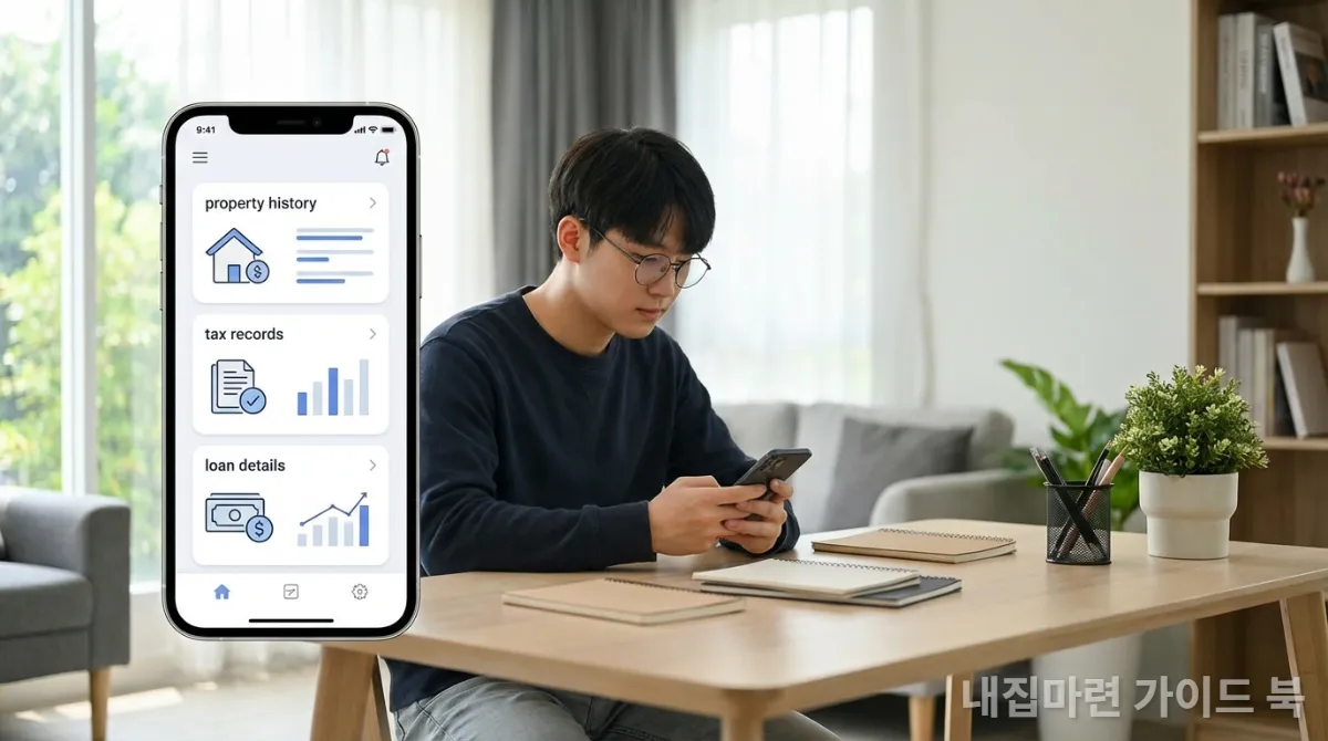 전세사기 예방을 위해 안심전세 앱으로 정보를 확인하는 한국인 청년