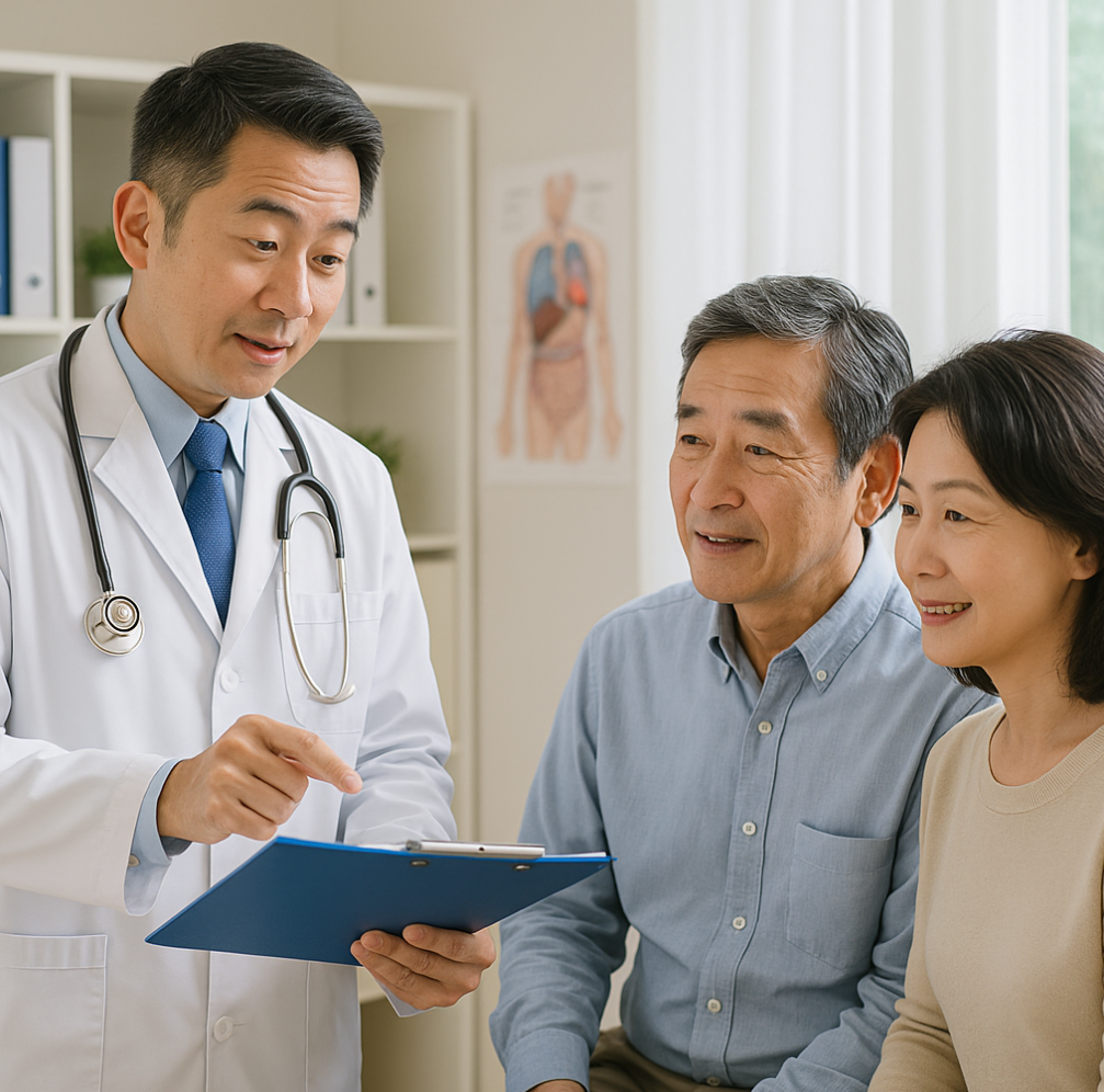 건강검진 준비하는 중년 부부 사진