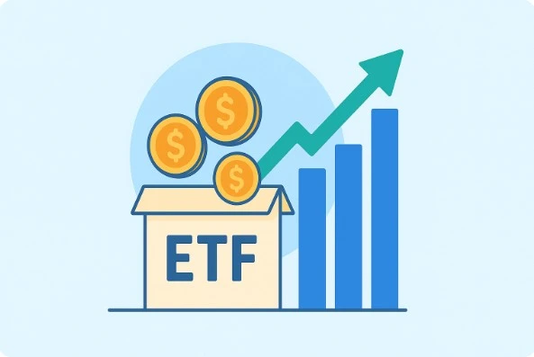 ETF 투자를 상징하는 그래프와 코인 이미지