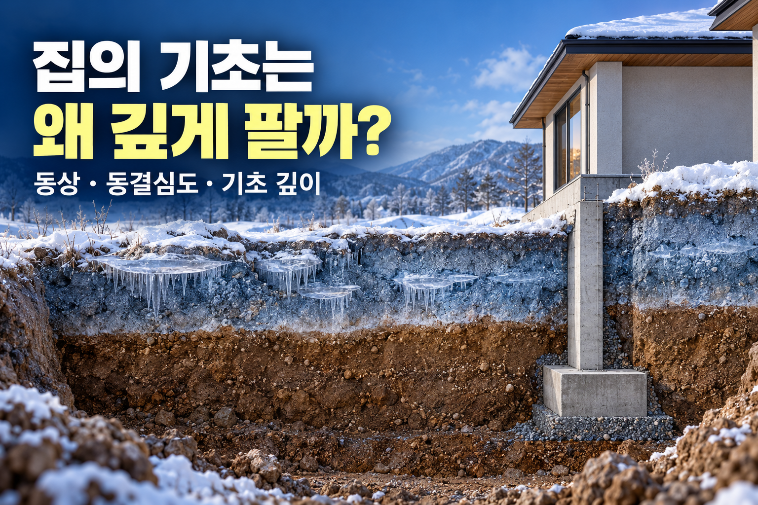 동결심도 아래 설치된 주택 기초