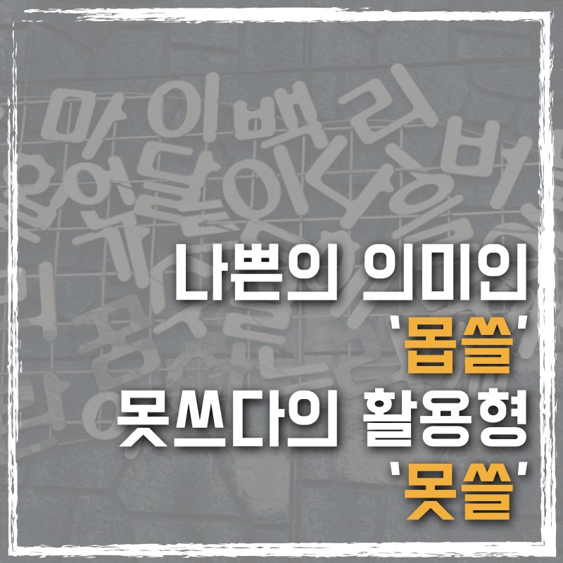 &#39;몹쓸&#39;과 &#39;못쓸&#39;의 차이