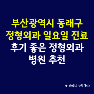 부산광역시 동래구 정형외과 일요일 진료 병원, 후기 좋은 정형외과 병원 추천