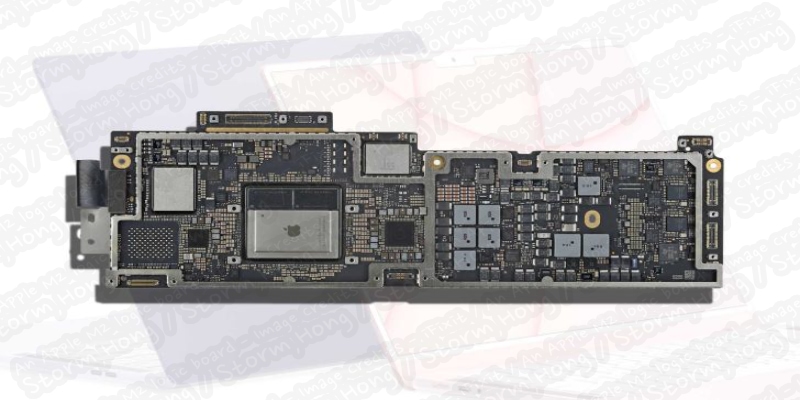 An Apple M2 logic board / Image Credits - iFixit