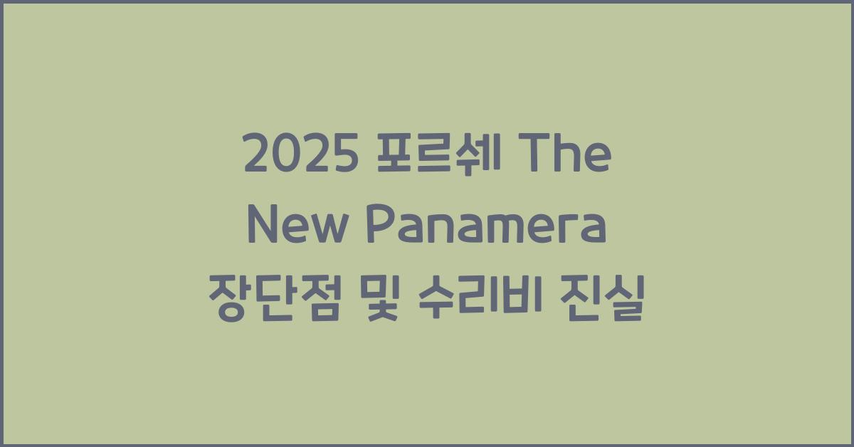 2025 포르쉐 The New Panamera 장단점 결함 수리비