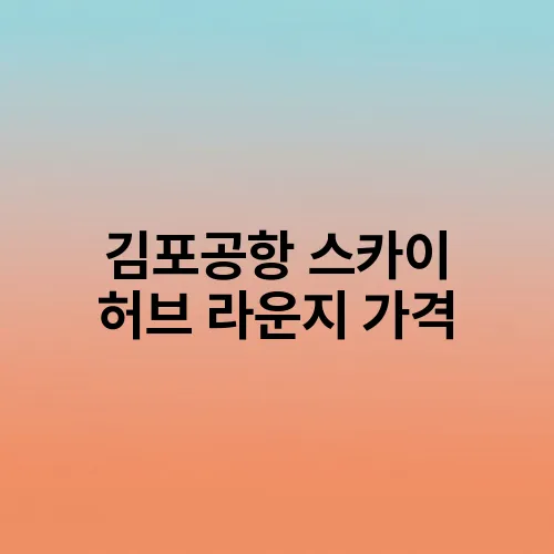 김포공항 스카이 허브 라운지 가격