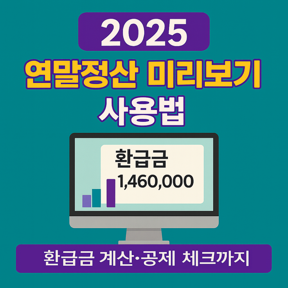 2025 연말정산 미리보기 사용법｜환급금 계산·공제 체크까지 완전정리 인포그래픽