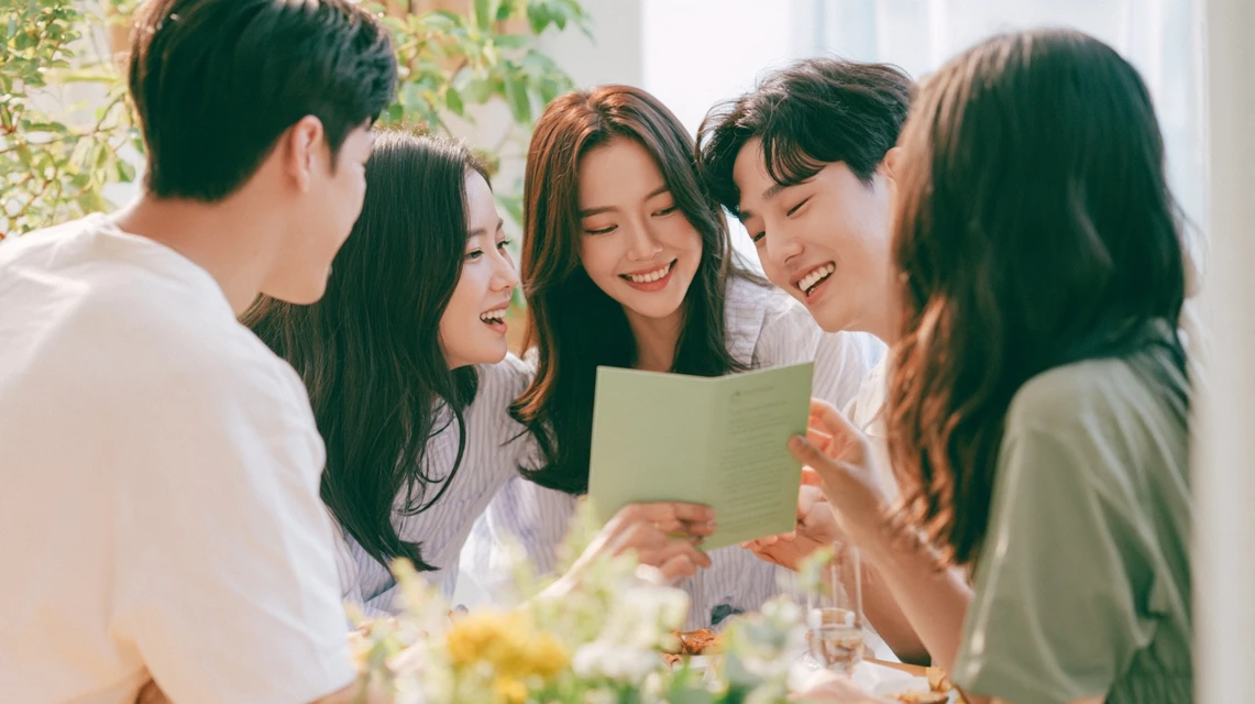 결혼 소식을 듣고 축하하는 모임원들