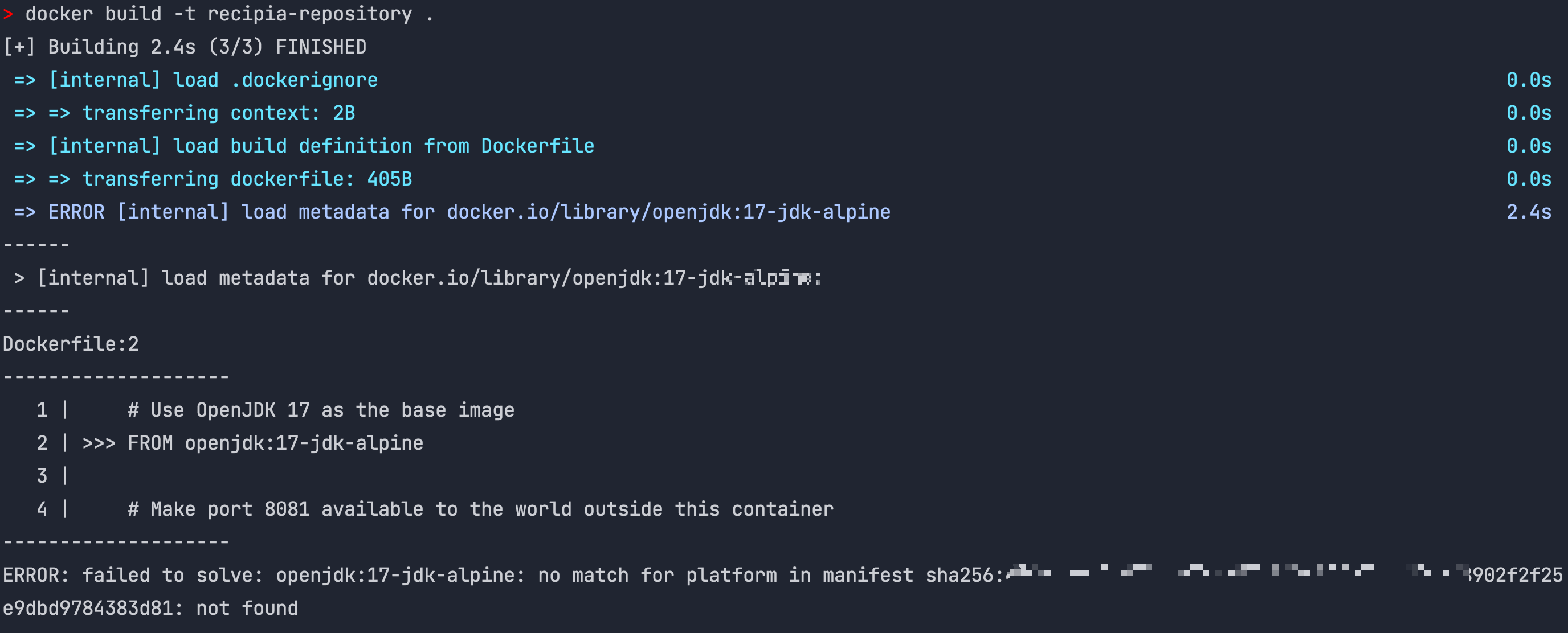 jdk17 alpine error