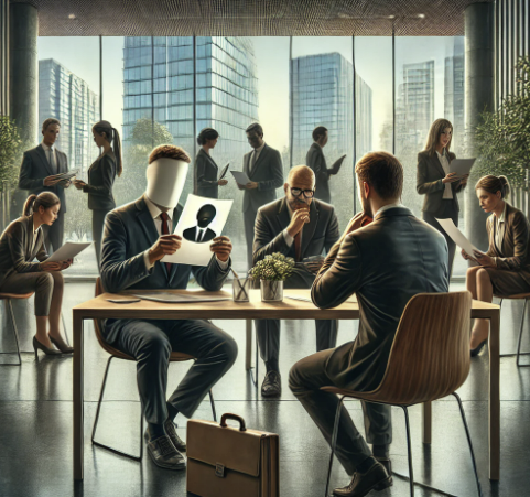 블라인드 채용하는 모습