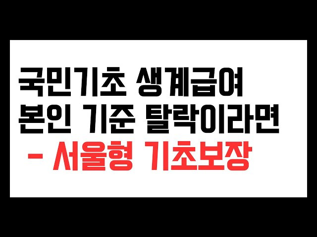 서울형 기초보장제(생계급여)
