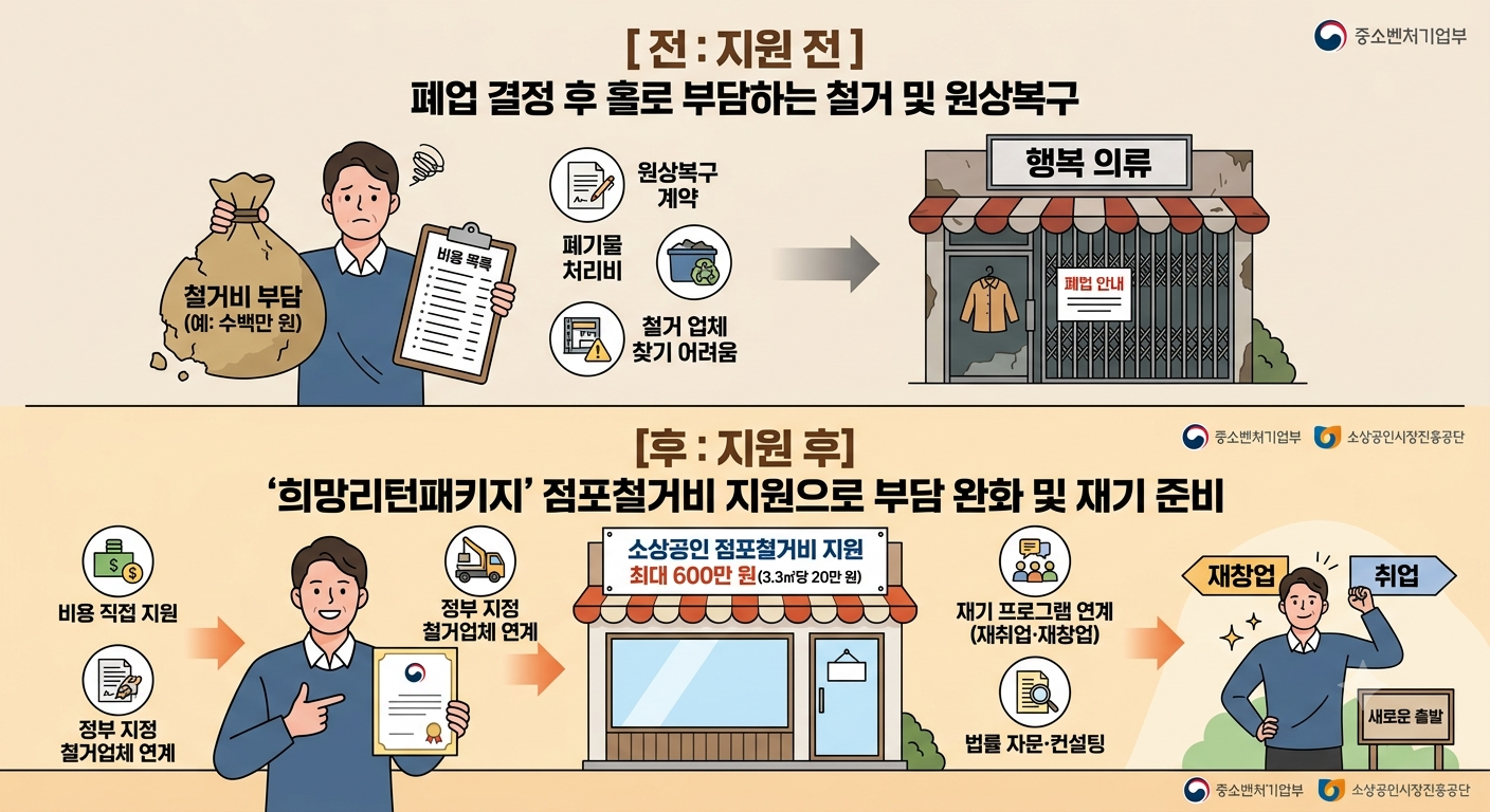 점포철거비 지원 전후 비교