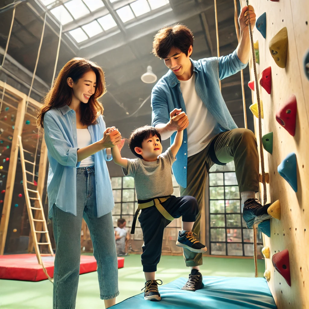 아이에게 용기를 불어 넣어주는 부모의 따뜻한 모습