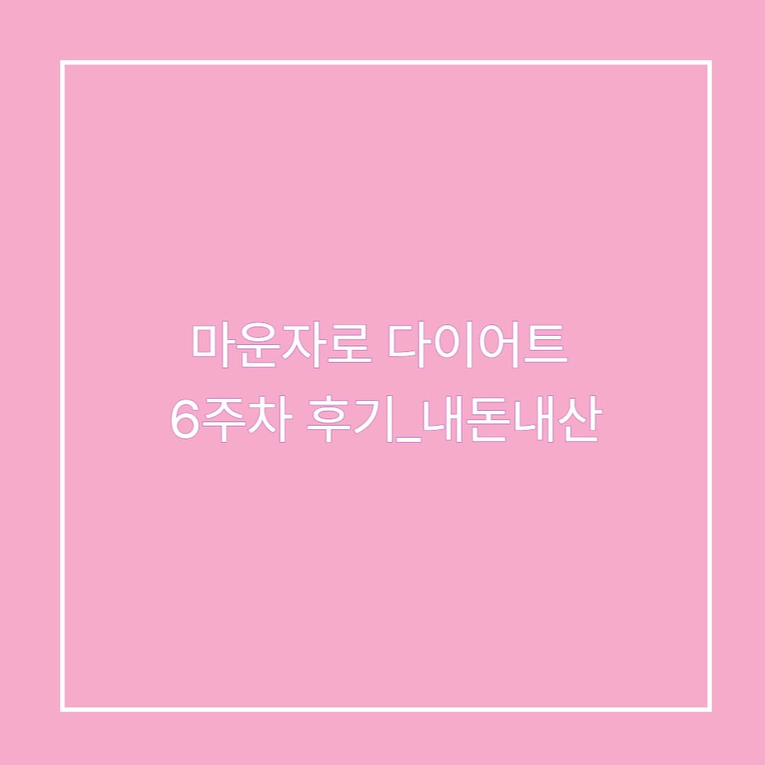마운자로 다이어트 6주차 후기_내돈내산